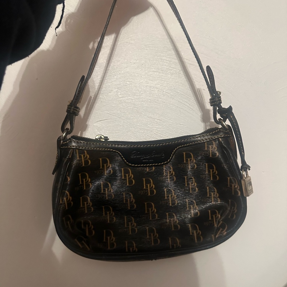 Dooney & Bourke Black and Brown Monogram Shoulder Bag